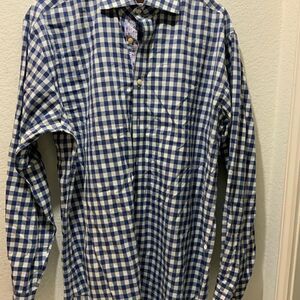 TaylorByrd Collection Men's Shirt XL Button Front Blue Print Long Sleeves
